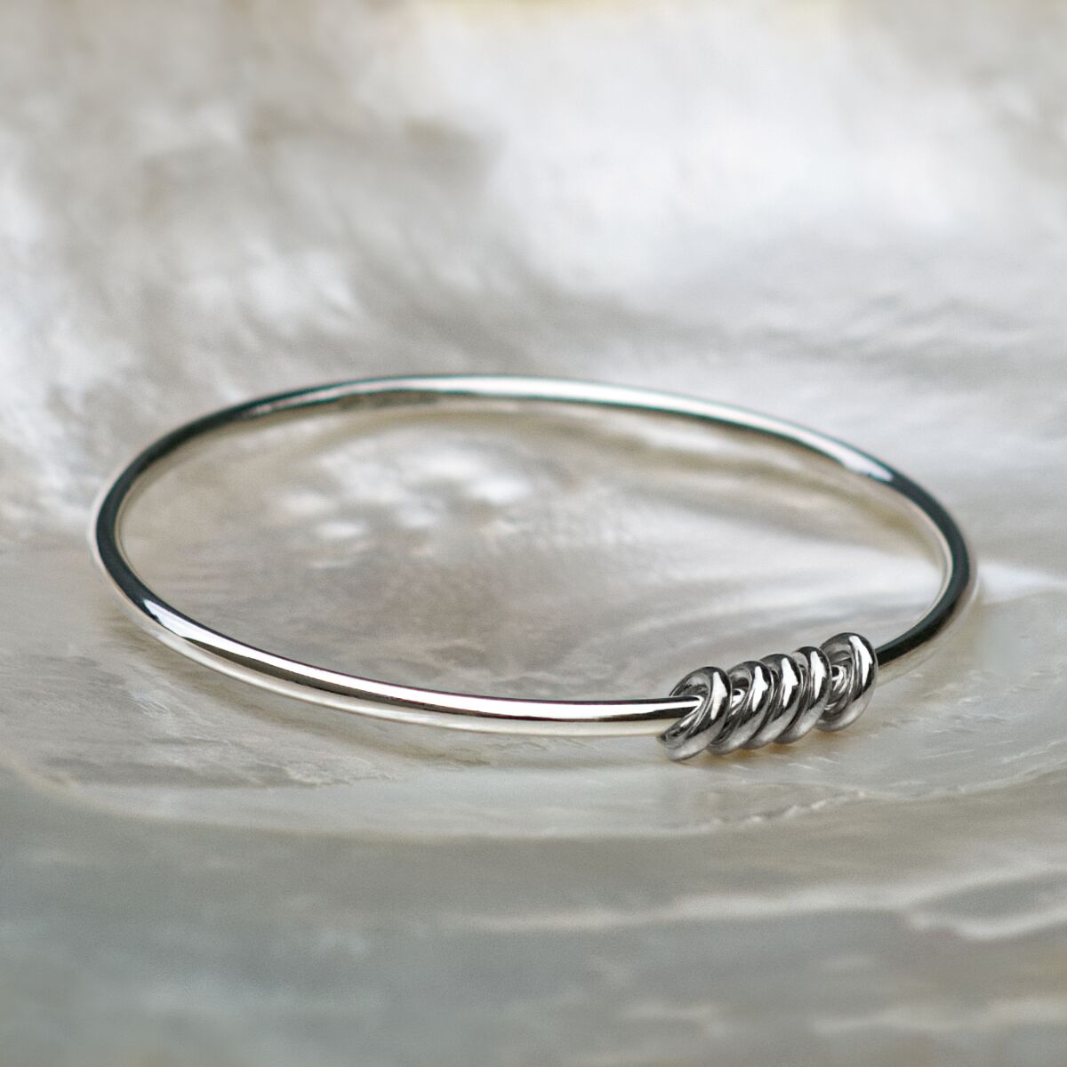 Eden 3 & Rings Solid Sterling Silver Bangle 1 The Eden 3 & Rings Handmade Solid Silver Bracelet London Hallmarked. 3mm