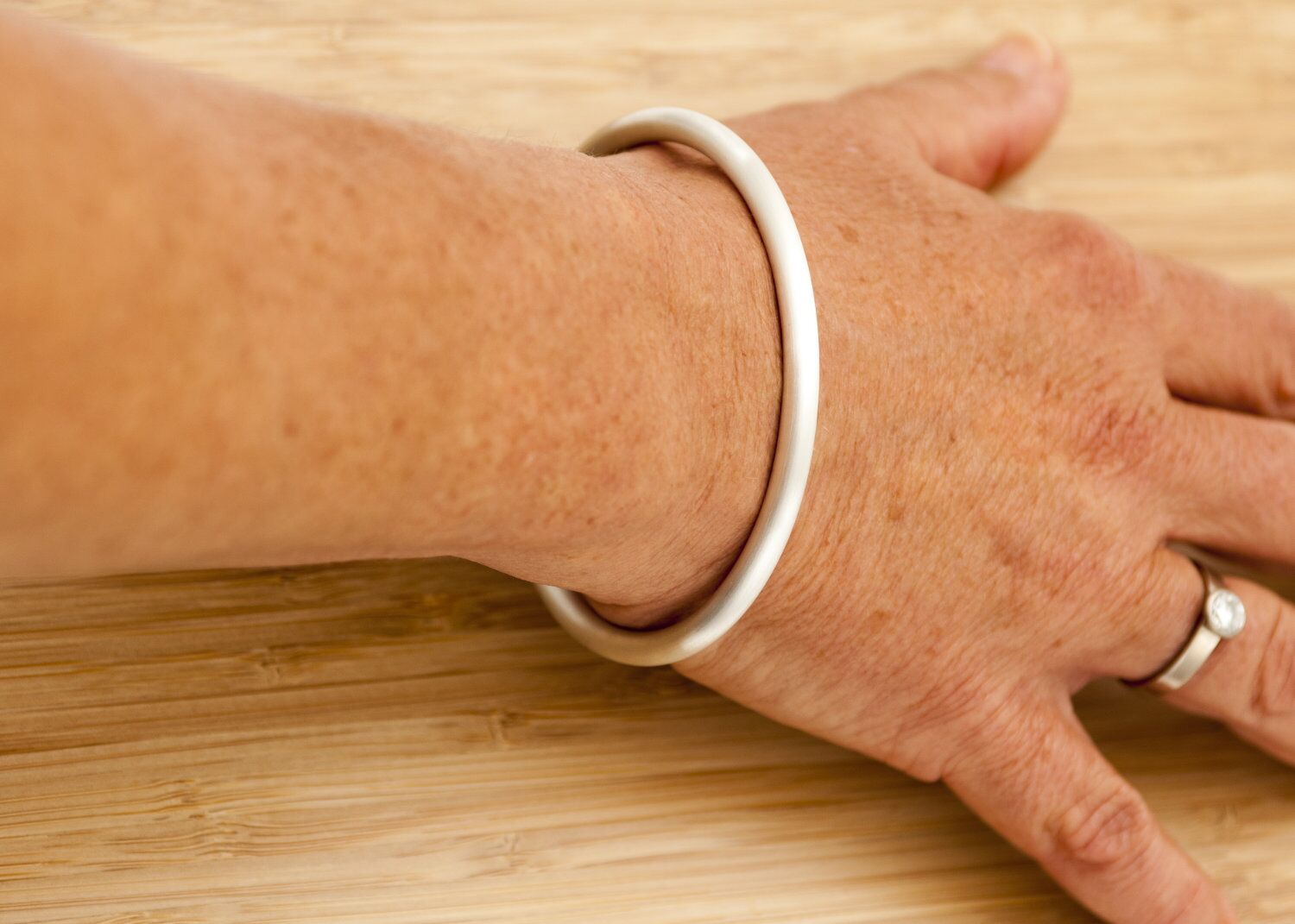 Eden 5 Oval Heavy Solid Sterling Silver Bangle 2 Eden 5 Oval Satin Solid Silver Bangle