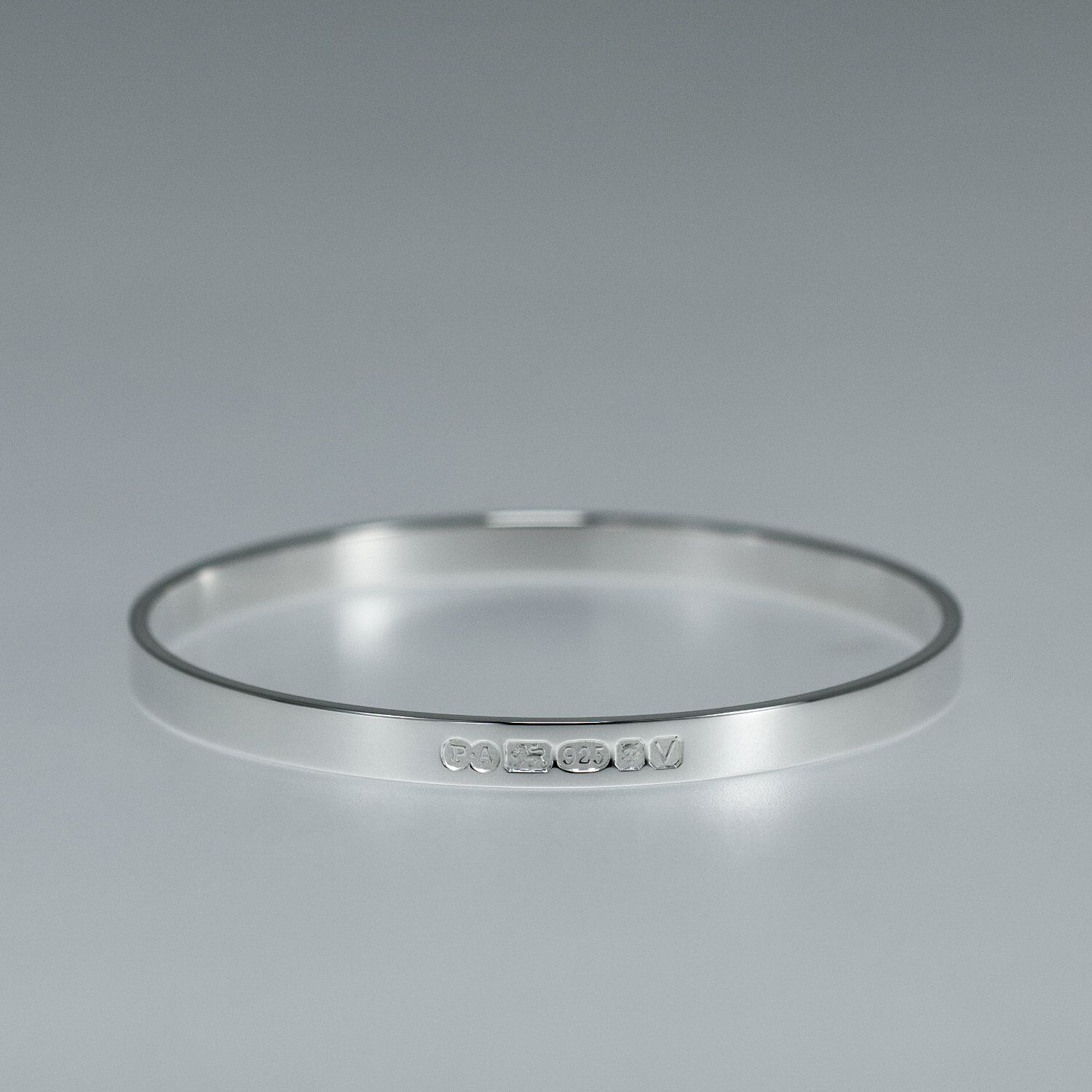 Zennor Solid Sterling Silver Bangle Outside Hallmarks 4 Zennor 6 Heavy Solid Silver Bangle, outside display London Hallmarks - 6mm wide.