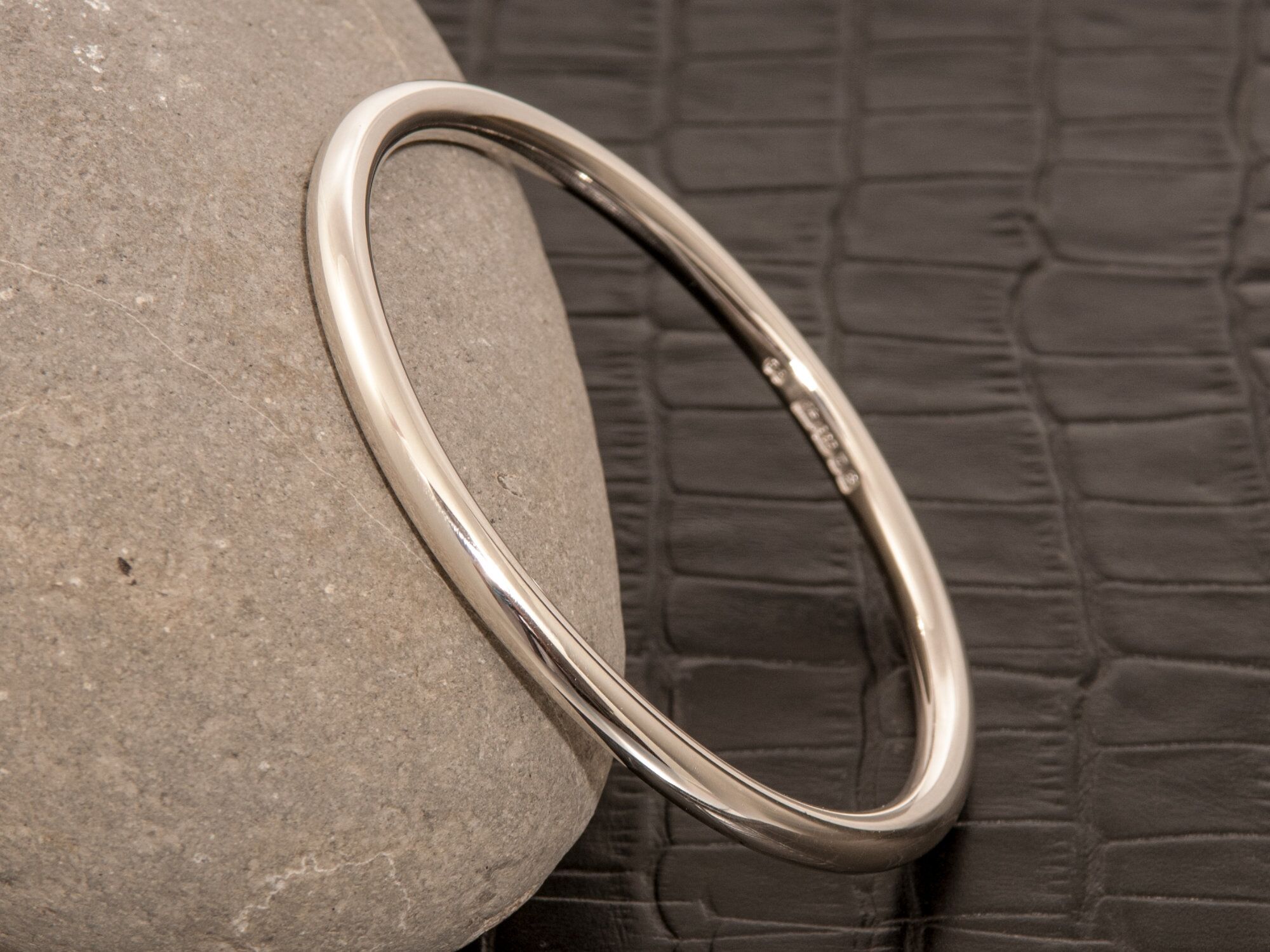 Solid Sterling 925 Silver Bangle - Eden 5 4 Eden 5 solid silver polished bangle