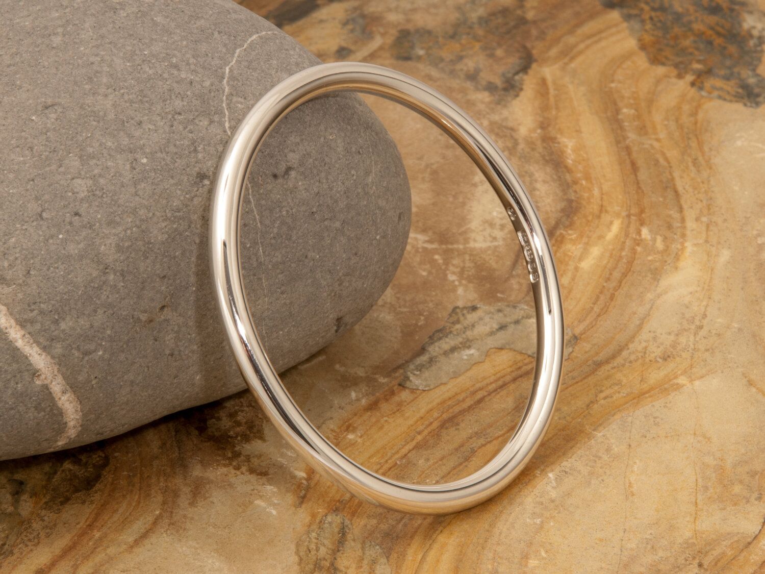 Solid Sterling 925 Silver Bangle - Eden 5 3 Eden 5 solid silver polished bangle