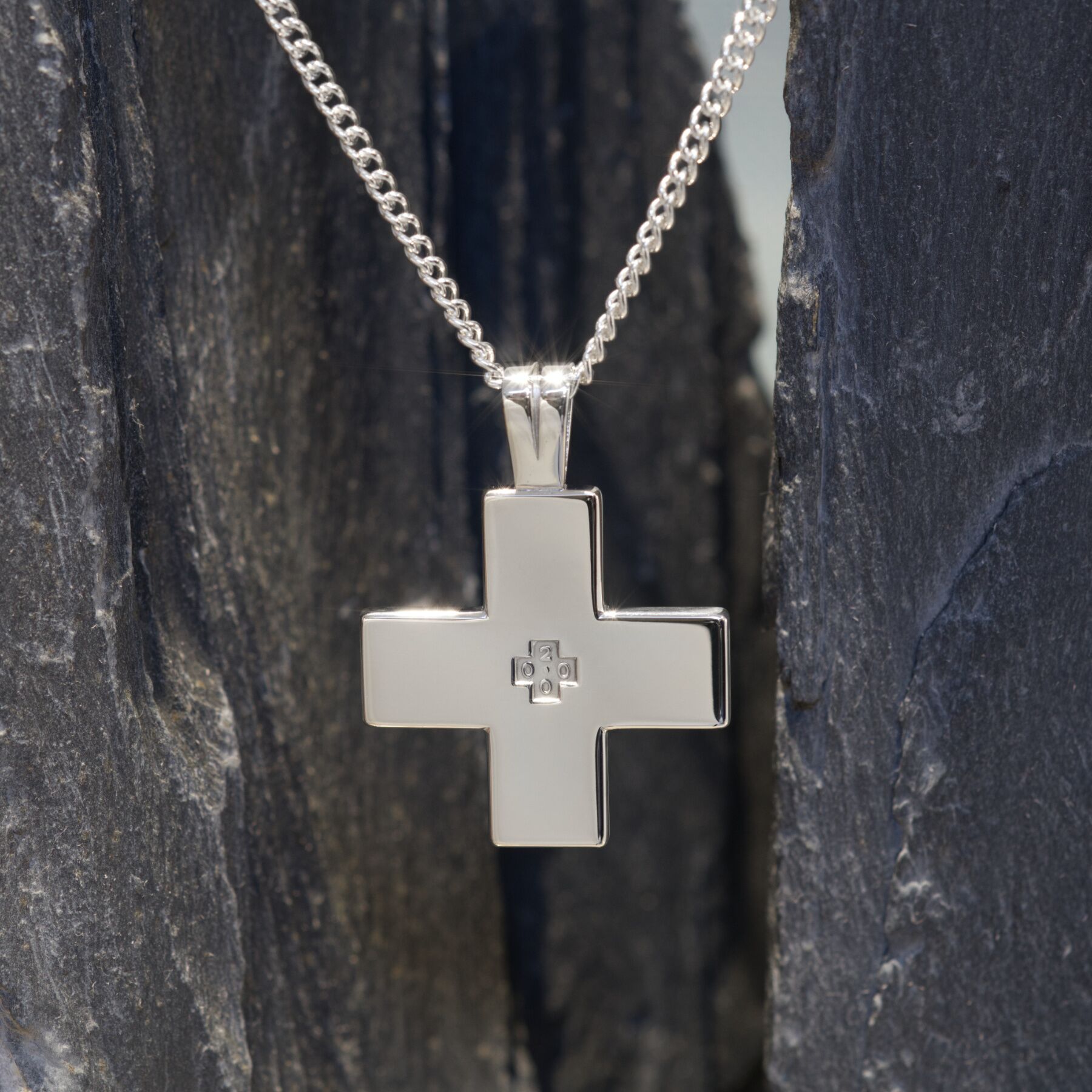 Big Square Cross Necklace Solid Silver Statement Pendant - Millennium 1 Big Square Cross Necklace Solid Silver Statement Pendant -Solid Silver chunky Millenium cross pendant, london hallmarked - kerensa jewellery