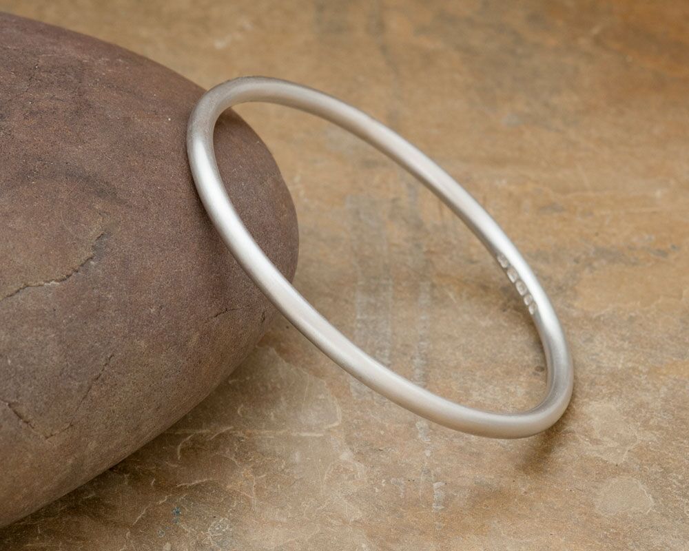 Solid Silver Hammered Bangle - Eden 4 8 Eden 4 Heavy Solid Silver Handmade Chunky Silver Bracelet. London Hallmarked. 4mm