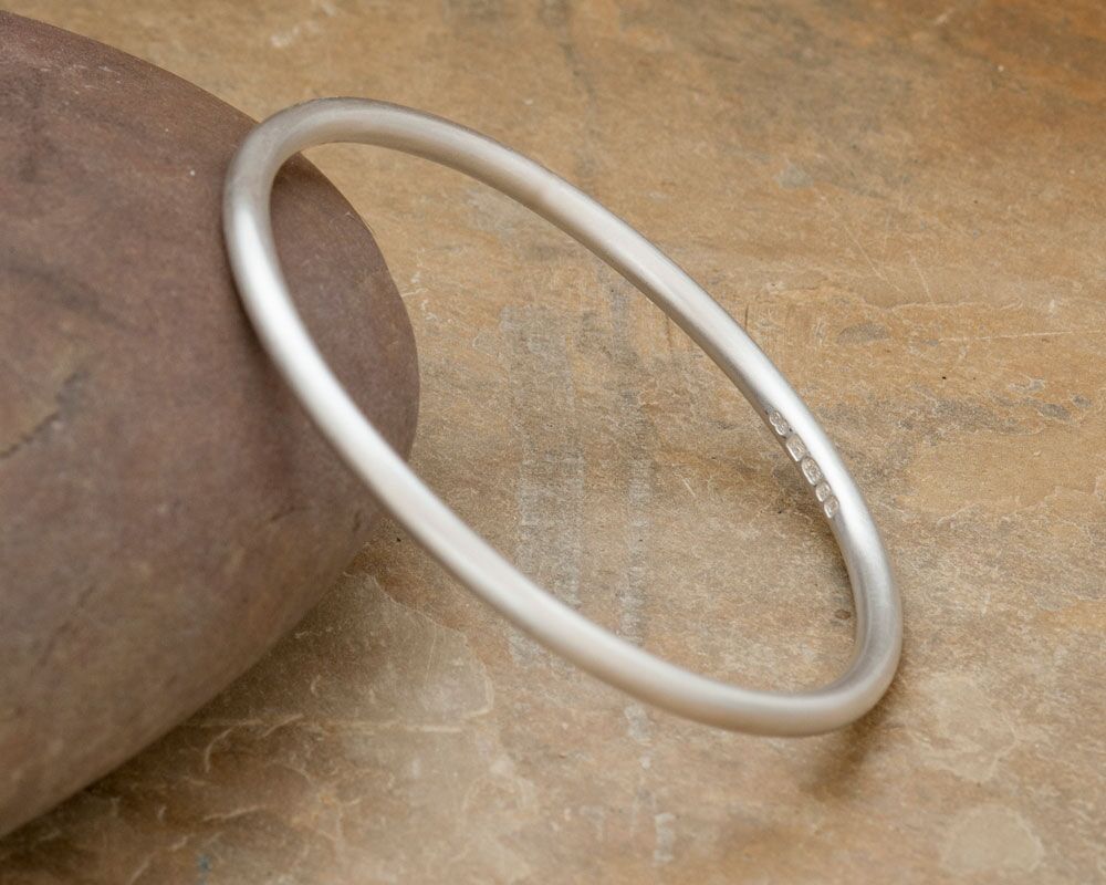 Solid Silver Hammered Bangle - Eden 4 7 Eden 4 Heavy Solid Silver Handmade Chunky Silver Bracelet. London Hallmarked. 4mm