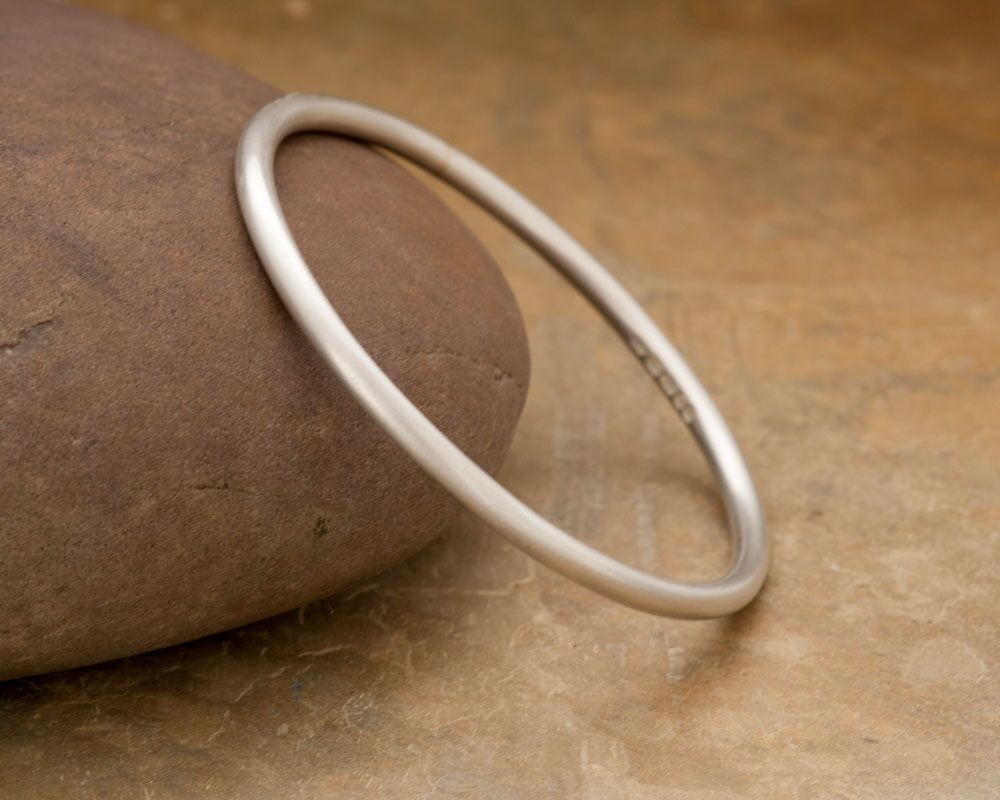 Solid Silver Hammered Bangle - Eden 4 6 Eden 4 Heavy Solid Silver Handmade Chunky Silver Bracelet. London Hallmarked. 4mm