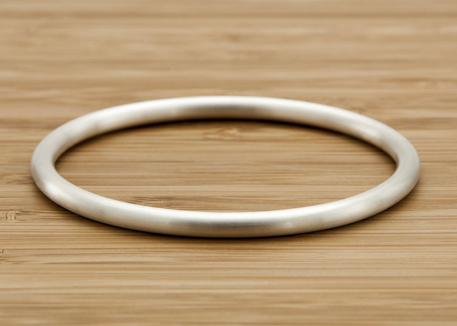 Oval Heavy Solid Sterling Silver Bangle - Eden 5 4 Eden 5 Oval Satin Solid Silver Bangle