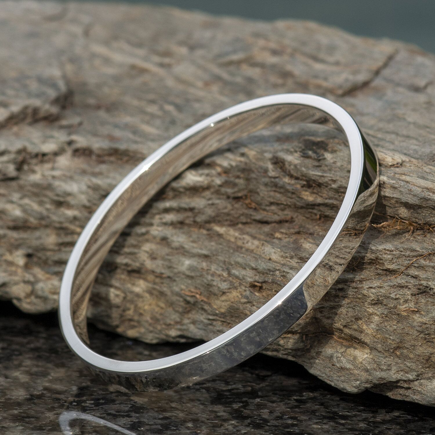 Zennor 6 Chunky Solid Sterling Silver Bangle Inside Hallmarks 1 Zennor 6 chunky Solid Silver Bangle, Handmade in Cornwall. London Hallmarks - 6mm wide.