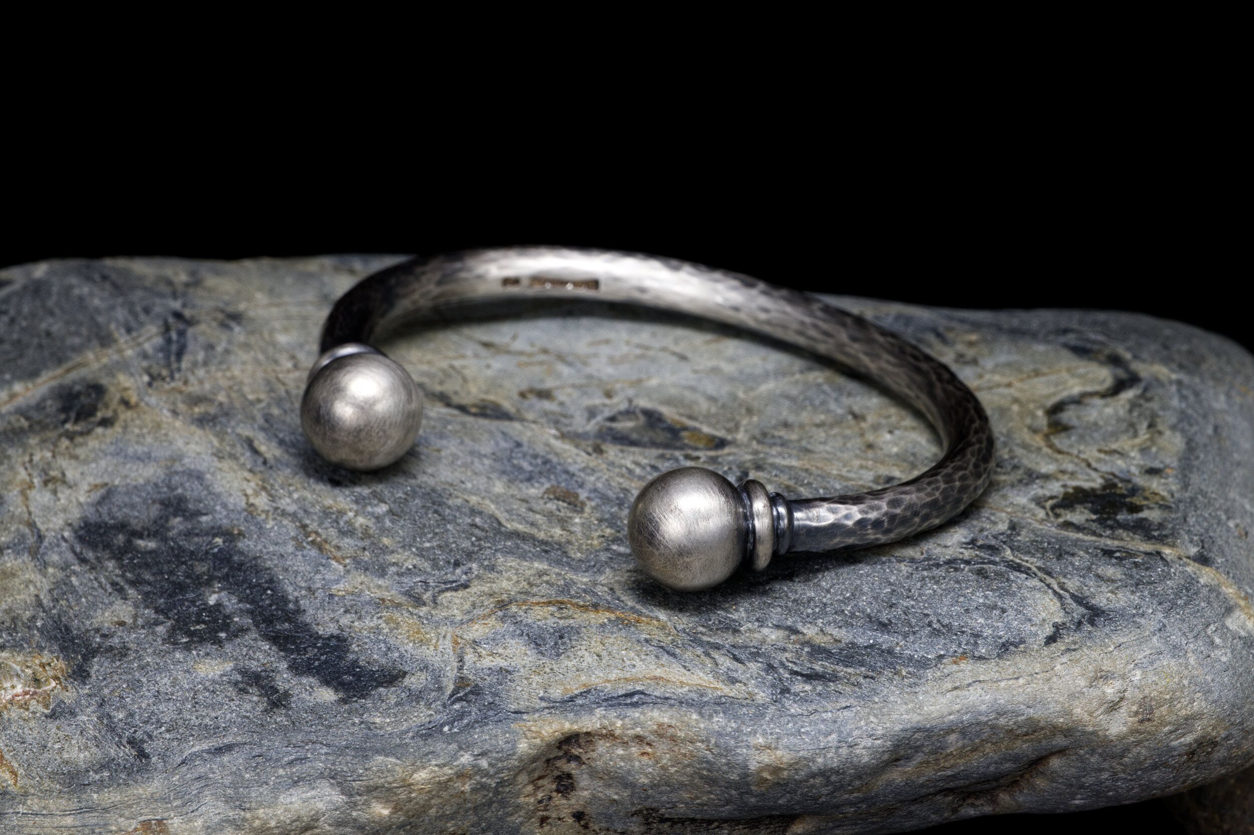 Men's Chunky Solid Silver Torque Cuff - The Cribbar 1 Cribbar Cuff Extra Heavy chunky Solid Silver Torque cuff Bangle, Handmade with London Hallmarks. 6mm Wide with Solid Silver Balls