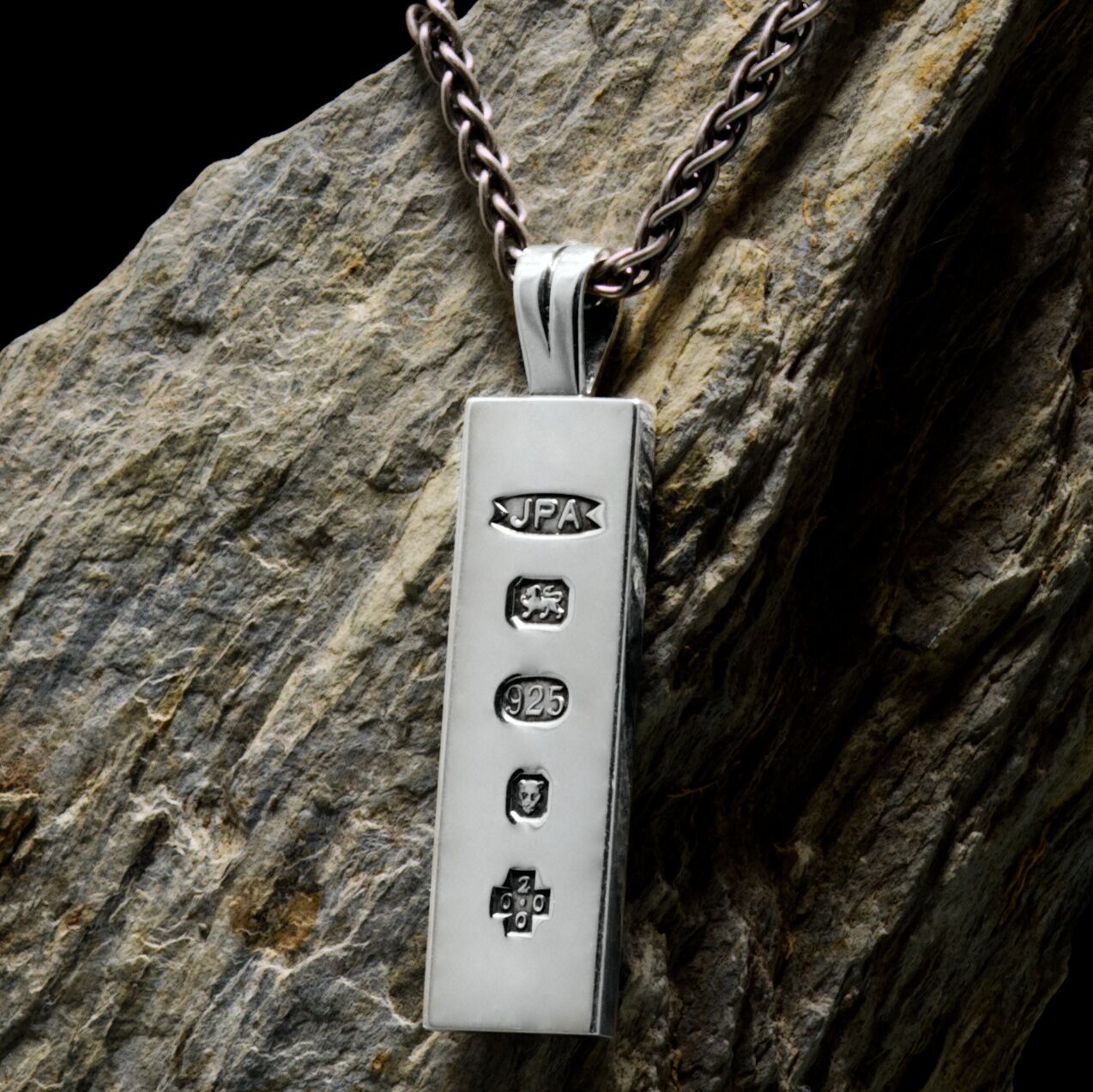 Solid Sterling Silver Millennium Ingot Pendant 1 Solid Silver Chunky ingot pendant for guys including the millennium hallmark. handmade by kerensa jewellery