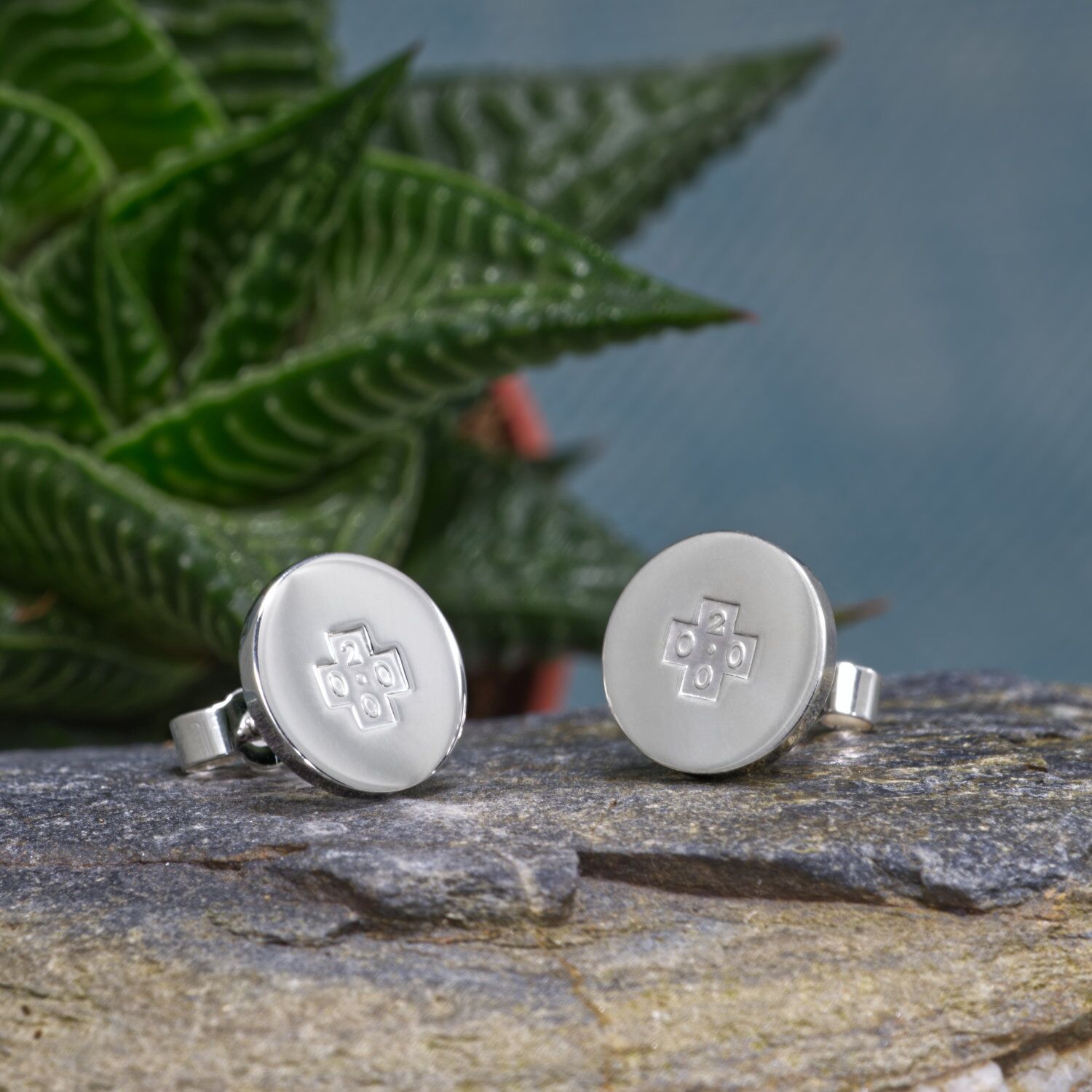 Sterling Silver Stud Earrings Millennium Hallmark 2000 1 Handmade Sterling Silver Stud Earrings Millennium Hallmark 2000