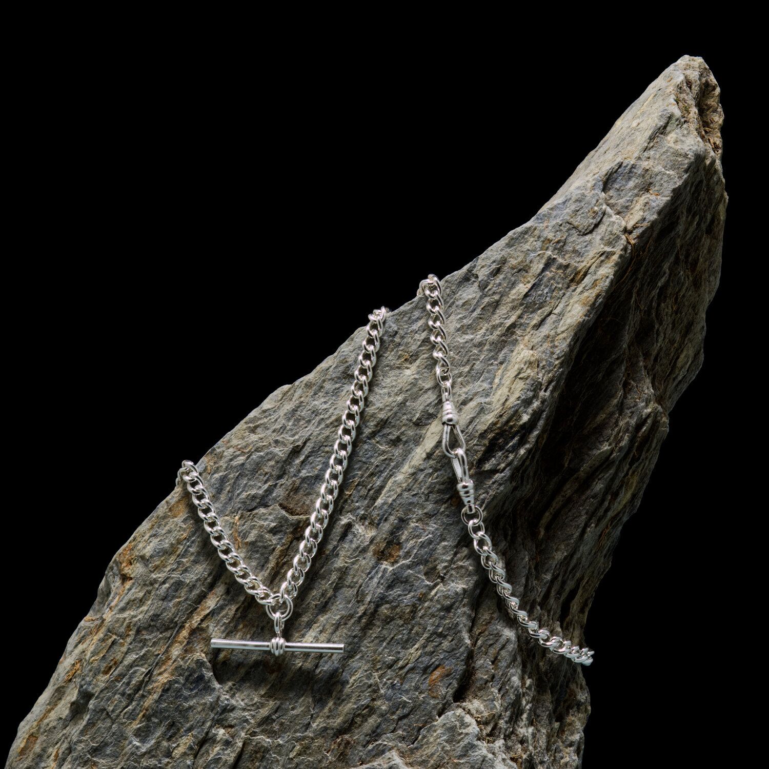 Albert Pocket Watch Chain Solid Sterling Silver Curb Link 1 Albert Pocket Watch Chain Solid Silver Curb Link - 22 inches - 27gms London Hallmarks.