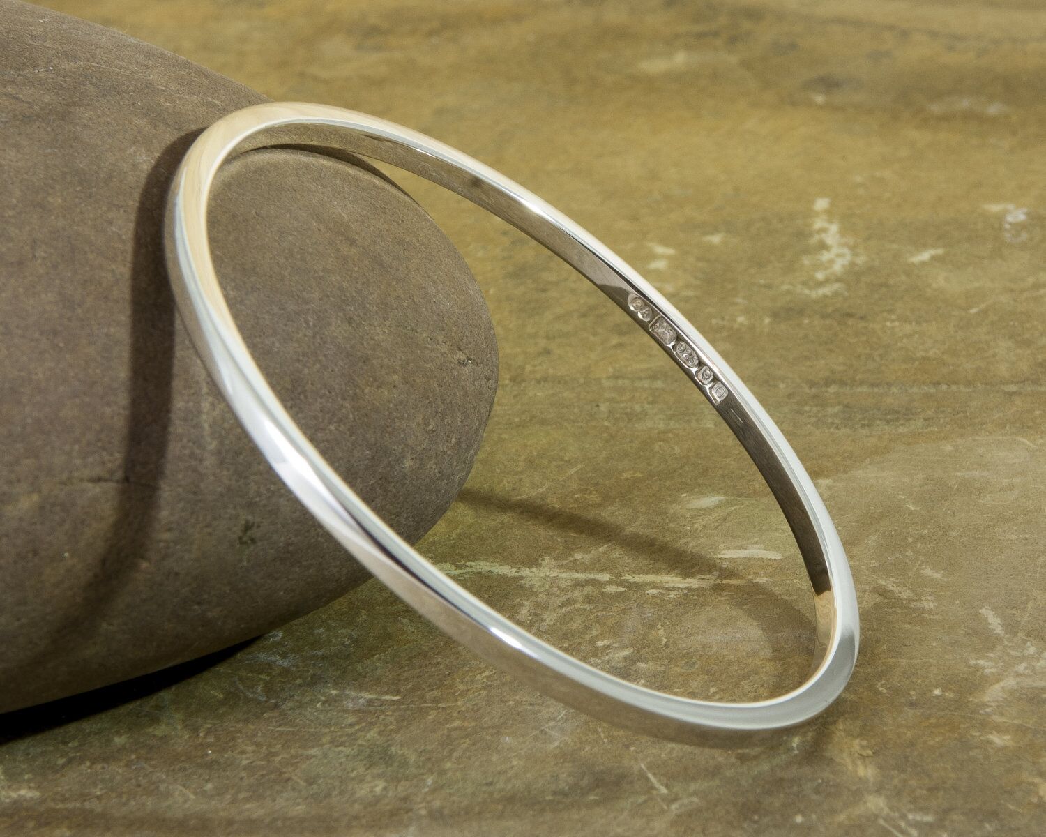 Solid Sterling 925 Silver Bangle - Newlyn 3 1 Newlyn 3 Polished Solid Silver Bangle