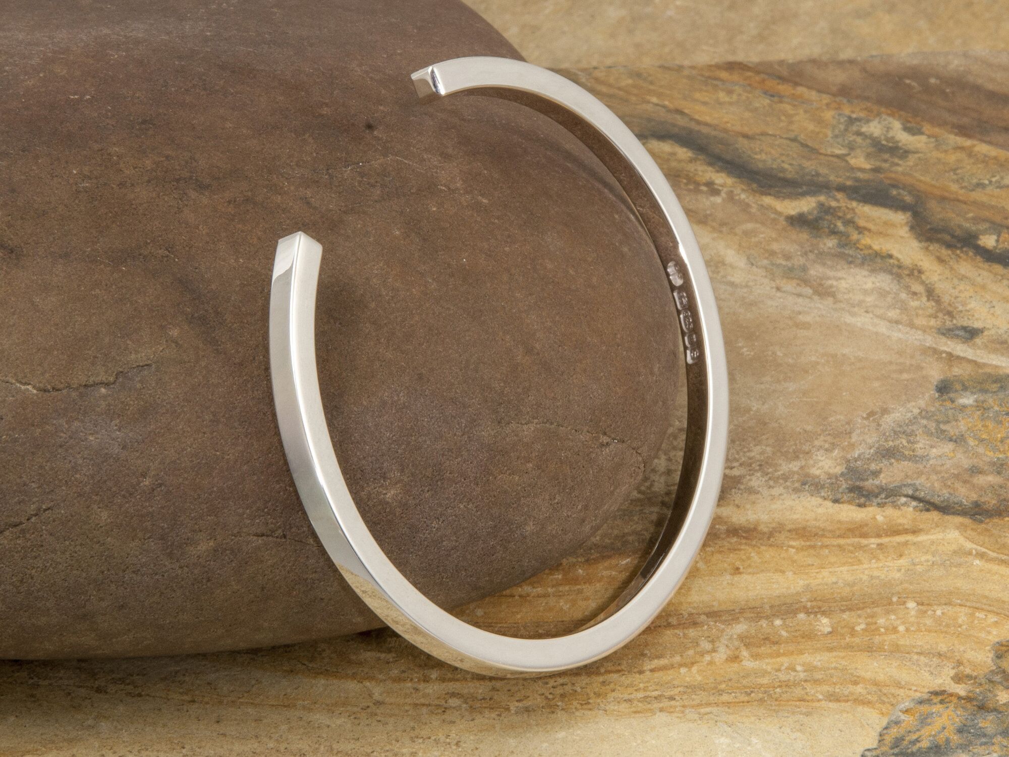 Newlyn 4 Cuff Solid Sterling Silver Bracelet 1 Newlyn 4 Cuff Solid Silver Handmade bracelet- London Hallmarked. 4mm Square