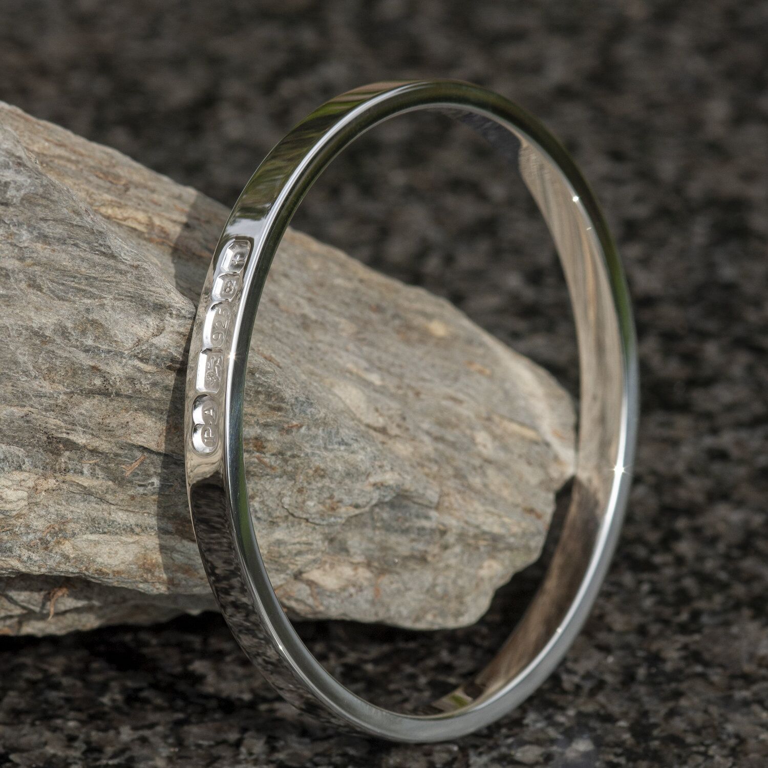 Zennor 6 Heavy Solid Sterling Silver Bangle Outside Hallmarks 5 Zennor 6 Heavy Solid Silver Bangle, Handmade in Cornwall. outside display London Hallmarks - 6mm wide.