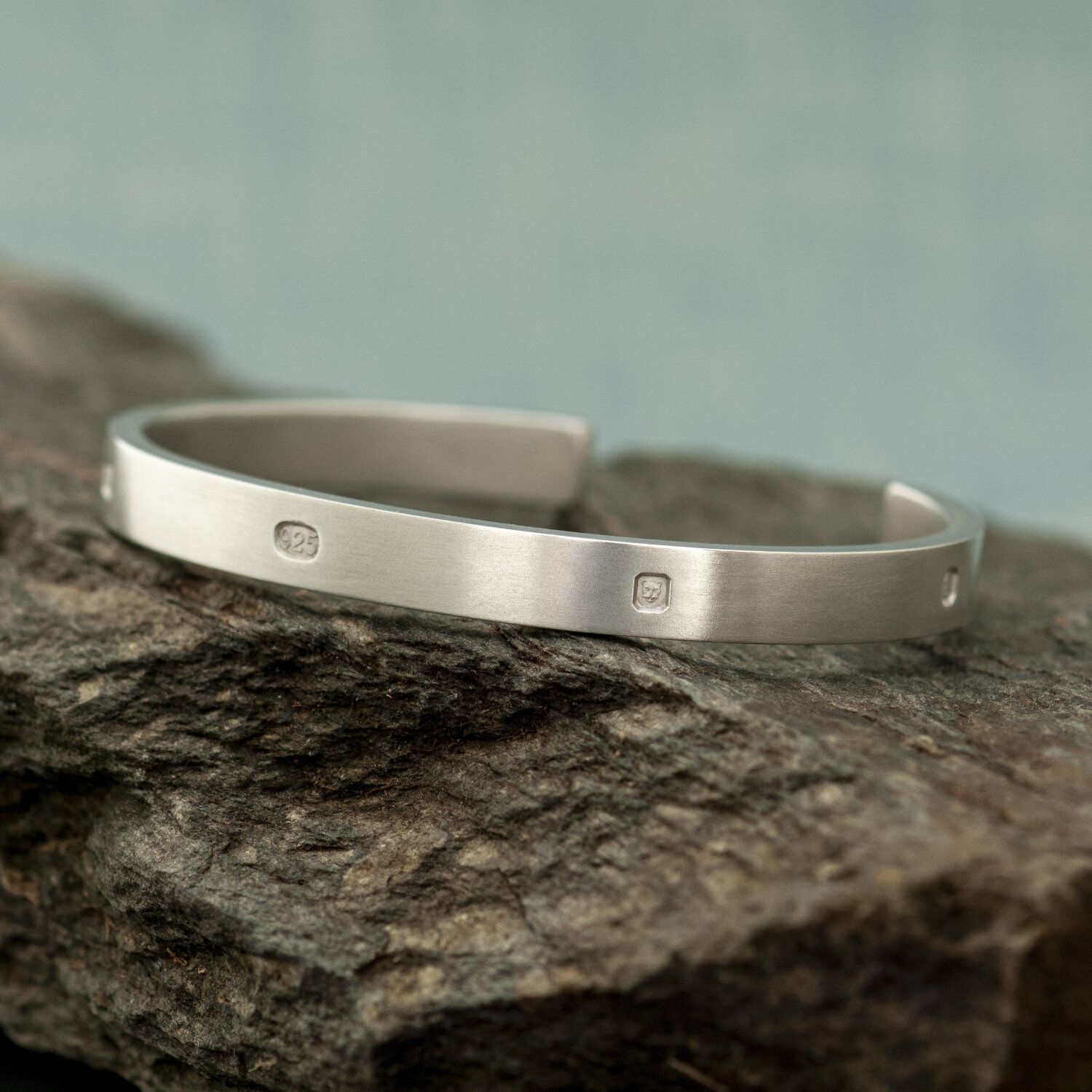 Zennor 8 Solid Silver Chunky Cuff Outside Staggered Hallmarks 3 Zennor 8 Heavy Cuff Solid Silver Chunky Bracelet Handmade in Cornwall, Staggered London Hallmarked. 8mm Wide