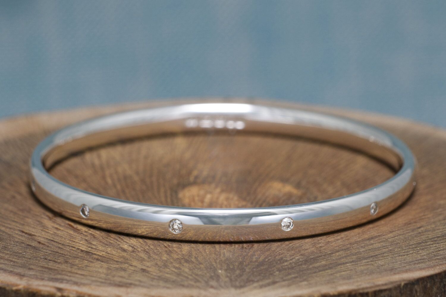 Sennen Diamond Bracelet, Salt & Pepper Diamonds 1 Sennen Handmade Solid Silver Salt and Pepper Diamond Bangle. Salt and Pepper Diamonds set spaced around the sterling silver bracelet