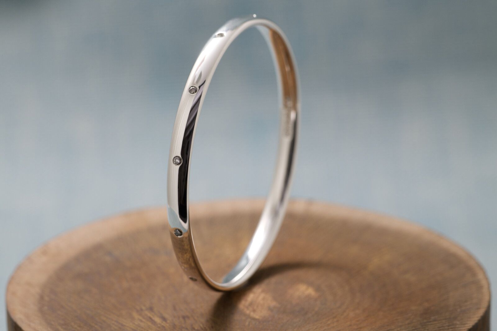 Sennen Diamond Bracelet, Salt & Pepper Diamonds 2 Sennen Handmade Solid Silver Salt and Pepper Diamond Bangle. Salt and Pepper Diamonds set spaced around the sterling silver bracelet