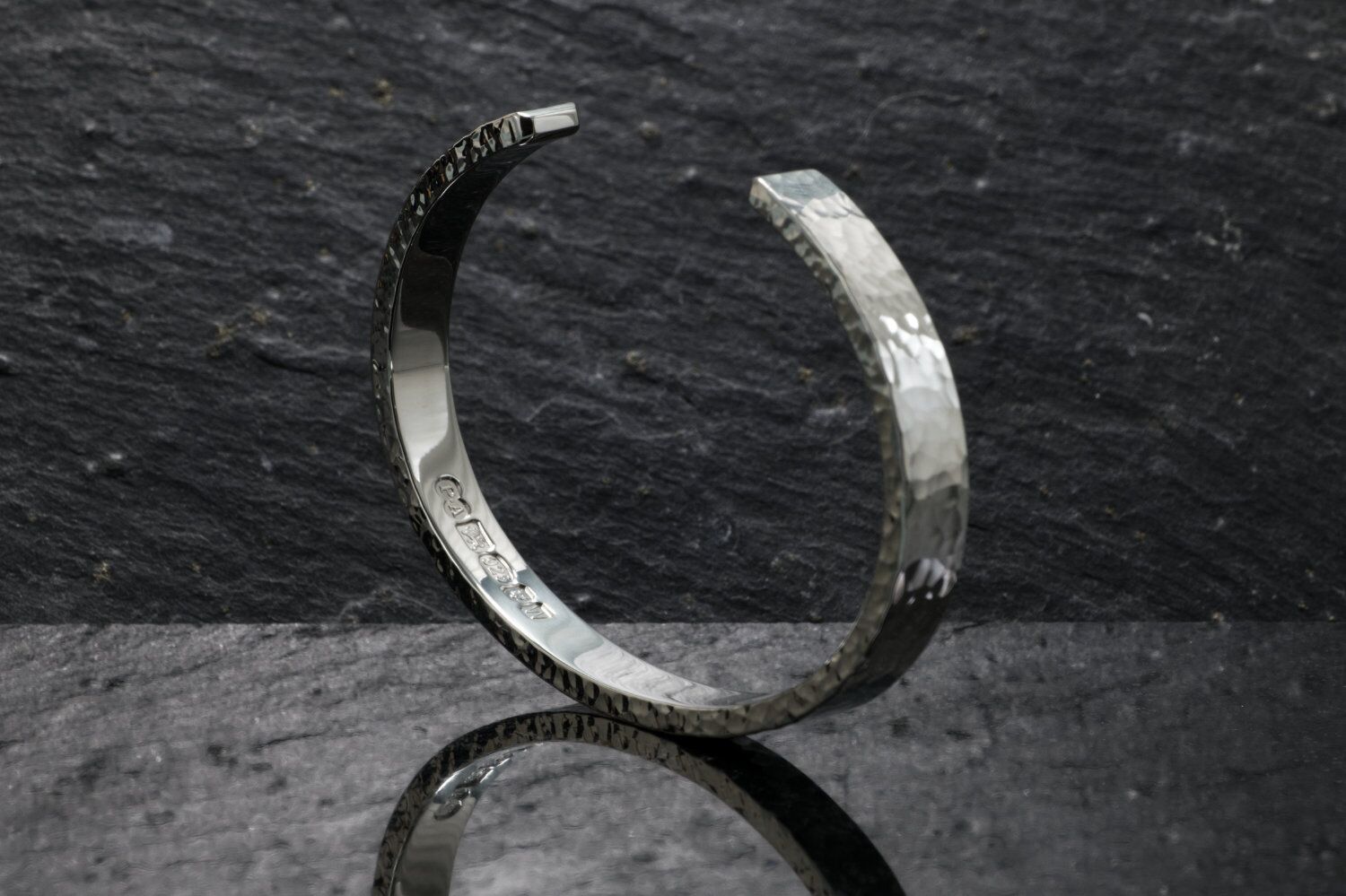 Zennor 8 Hammered Chunky Solid Silver Cuff 3 Zennor 8 Hammered Chunky Cuff Solid Silver Bracelet, Handmade Bangle - London Hallmarked. 8mm Wide