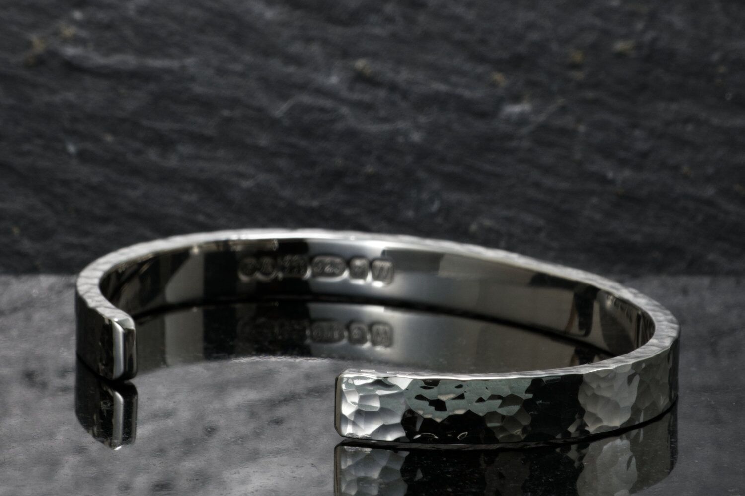 Zennor 8 Hammered Chunky Solid Silver Cuff 4 Zennor 8 Hammered Chunky Cuff Solid Silver Bracelet, Handmade Bangle - London Hallmarked. 8mm Wide
