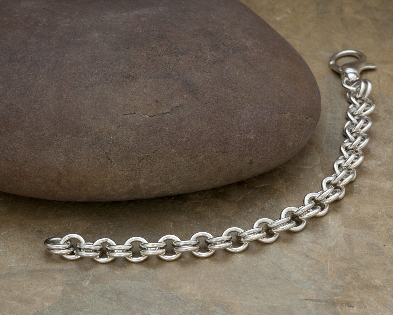 Solid Silver Chunky Chain Bracelet - Falmouth 7 Falmouth Chain - Silver Bracelet Men's or Ladies Heavy silver Chain Bracelet Chainmaille, London Hallmarked. Every Link Handmade & Soldered.