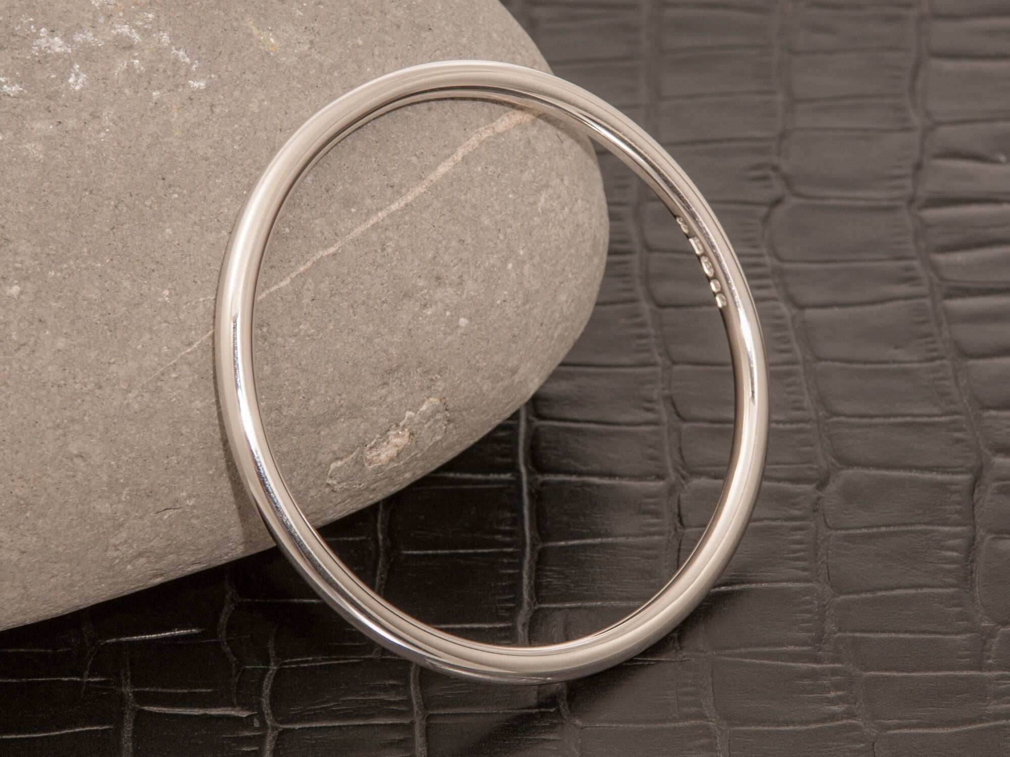Chunky Silver Bangle - Eden 4 2 Eden 4 Solid Sterling silver bangle round wire polished