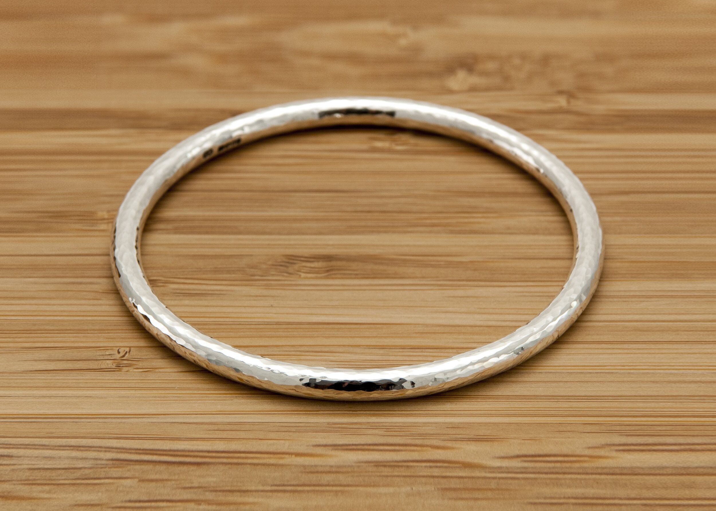 Eden 5 Solid Sterling Silver Bangle Hammered 1 The Eden 5 Heavy Solid Silver Hammered Bangle Handmade Chunky Silver Bracelet. London Hallmarked. 5mm