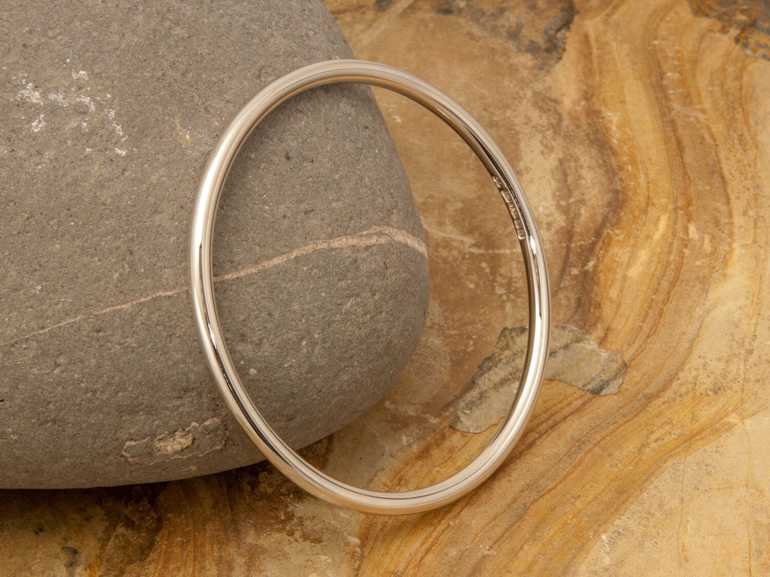 Eden 3 Solid Sterling Silver Bangle 1 Eden 3 Solid Silver Bangle, Handmade Silver Bracelet. London Hallmarked. 3mm