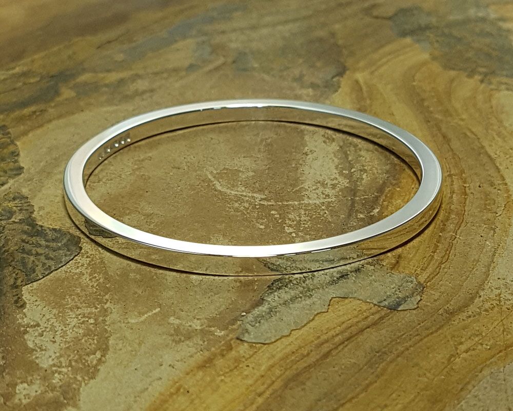 Newlyn 4 Heavy Square Solid Sterling Silver Bangle 3 Newlyn 4 Solid Silver Handmade Bangle- London Hallmarked. 4mm Square